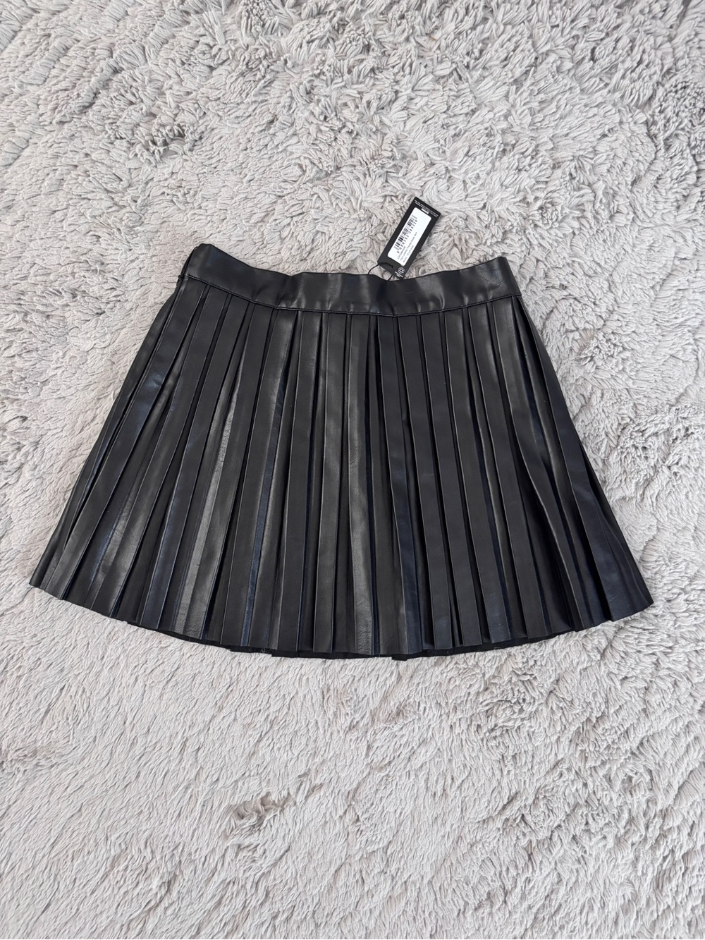 PrettyLittleThing Black Pleated Faux Leather Mini Skirt